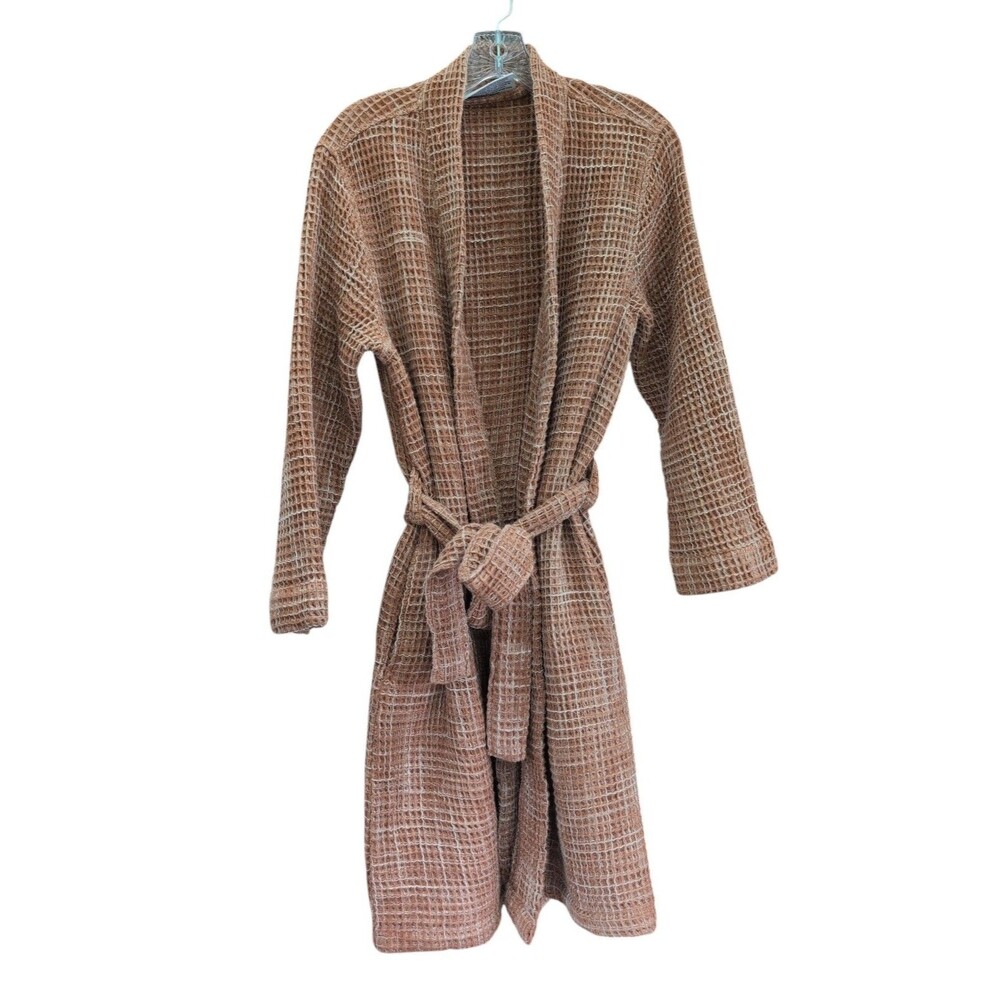 Parachute Waffle Robe Tan Small Petite Turkish Cotton Spa Bathrobe Belted Unisex